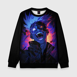 Свитшот детский Сатору Годжо в безумии - Магическая битва, цвет: 3D-черный