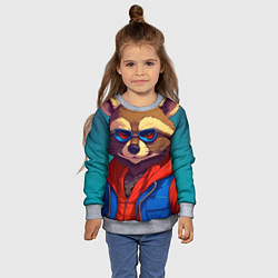 Свитшот детский Енот от ai, цвет: 3D-меланж — фото 2