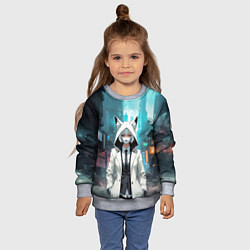 Свитшот детский Девушка в плаще с ушками, цвет: 3D-меланж — фото 2