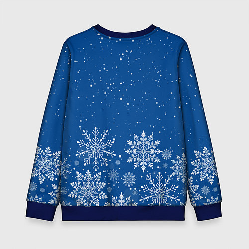 Детский свитшот Текстура снежинок на синем фоне / 3D-Синий – фото 2