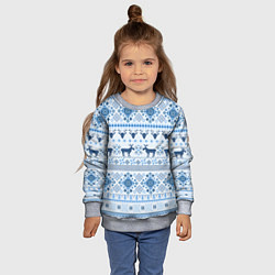 Свитшот детский Blue sweater with reindeer, цвет: 3D-меланж — фото 2