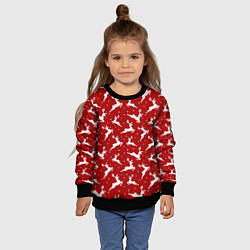 Свитшот детский Красный паттерн с новогодними оленями, цвет: 3D-черный — фото 2