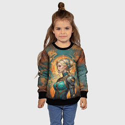 Свитшот детский Кибернетическая блондинка, цвет: 3D-черный — фото 2
