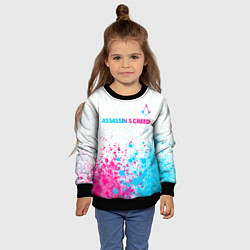 Свитшот детский Assassins Creed neon gradient style посередине, цвет: 3D-черный — фото 2