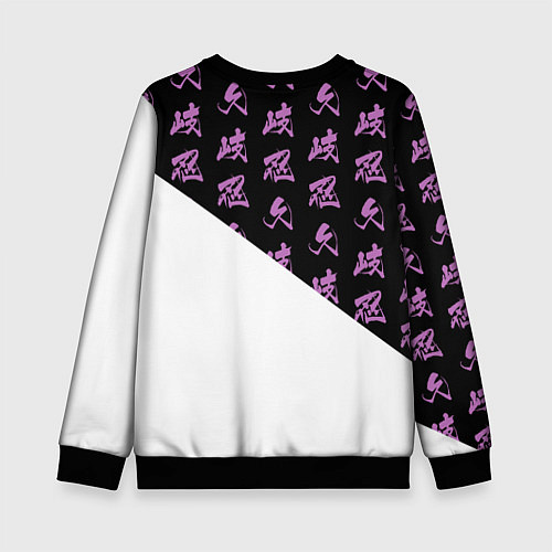 Детский свитшот Куки Синобу иероглифы - Геншин Импакт / 3D-Черный – фото 2
