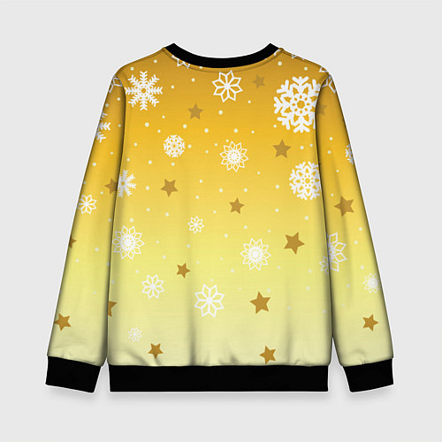 Детский свитшот Снежинки и звезды на желтом / 3D-Черный – фото 2