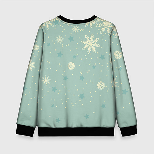 Детский свитшот Снежинки и звезды на матно зеленем / 3D-Черный – фото 2