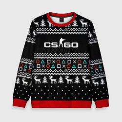 Свитшот детский CS GO новогодний свитер с оленями, цвет: 3D-красный