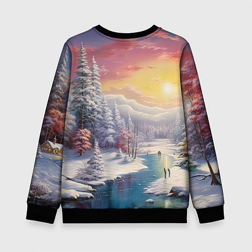 Детский свитшот Сказочное сияние нового года / 3D-Черный – фото 2