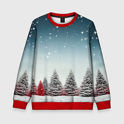 Свитшот детский Волшебство зимней природы иней на деревьях, цвет: 3D-красный
