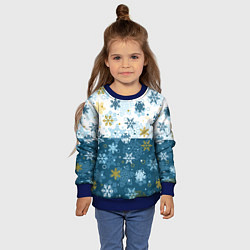 Свитшот детский Снежинки новогодние, цвет: 3D-синий — фото 2