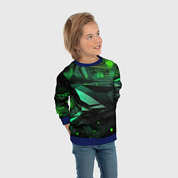 Свитшот детский Мир абстрактной зелени, цвет: 3D-синий — фото 2