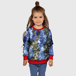 Свитшот детский Абстракция - гранж синие полосы на сером, цвет: 3D-красный — фото 2