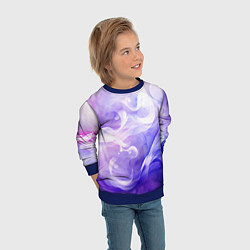 Свитшот детский Белые узоры на абстрактном фиолетовом фоне, цвет: 3D-синий — фото 2