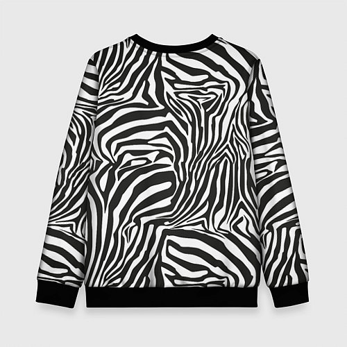 Детский свитшот Шкура зебры черно - белая графика / 3D-Черный – фото 2