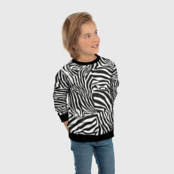 Свитшот детский Шкура зебры черно - белая графика, цвет: 3D-черный — фото 2