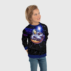 Свитшот детский Космонавт Гомер Симпсон на пончике - нейросеть, цвет: 3D-синий — фото 2