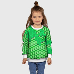 Свитшот детский Зелёная энерго-броня из шестиугольников, цвет: 3D-белый — фото 2