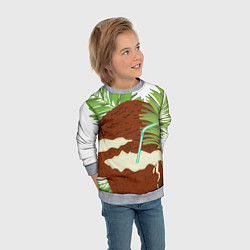 Свитшот детский Кокосы и листья, цвет: 3D-меланж — фото 2