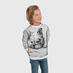 Свитшот детский Французский бульдог чб рисунок на стене, цвет: 3D-белый — фото 2