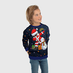 Свитшот детский Санта Клаус и снеговик, цвет: 3D-синий — фото 2