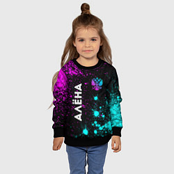 Свитшот детский Алёна и неоновый герб России вертикально, цвет: 3D-черный — фото 2