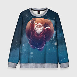 Свитшот детский Летящий Санта, цвет: 3D-меланж