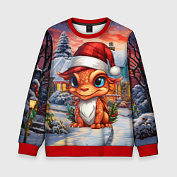 Свитшот детский Символ нового 2024 года маленький дракон, цвет: 3D-красный