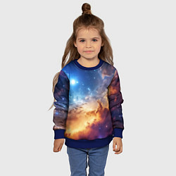 Свитшот детский Оранжевая небула космос, цвет: 3D-синий — фото 2