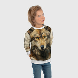 Свитшот детский Волк в стиле диаграмм Давинчи, цвет: 3D-белый — фото 2