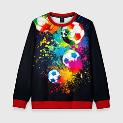 Свитшот детский Разноцветные футбольные мячи, цвет: 3D-красный