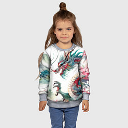 Свитшот детский Акварельный японский дракон, цвет: 3D-меланж — фото 2