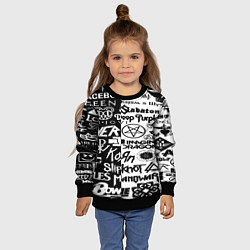 Свитшот детский Логотипы лучших групп черно белый, цвет: 3D-черный — фото 2