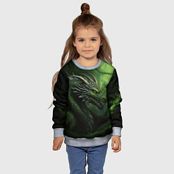 Свитшот детский Зеленый дракон символ 2024, цвет: 3D-меланж — фото 2