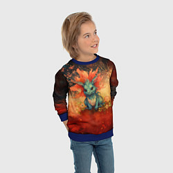 Свитшот детский Дракон на фоне салютов, цвет: 3D-синий — фото 2