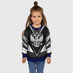 Свитшот детский Герб России- черно-белый, цвет: 3D-синий — фото 2