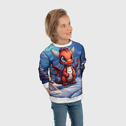 Свитшот детский Красный недовольный дракон 2024, цвет: 3D-белый — фото 2