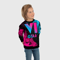 Свитшот детский GTA 6 - neon gradient, цвет: 3D-черный — фото 2