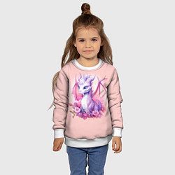 Свитшот детский Дракончик с цветами, цвет: 3D-белый — фото 2