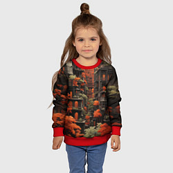 Свитшот детский Сумерки в осенним городе, цвет: 3D-красный — фото 2