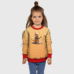 Свитшот детский Рыжий кот с гитарой, цвет: 3D-красный — фото 2