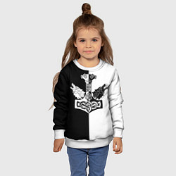 Свитшот детский Волки и молот Тора, цвет: 3D-белый — фото 2
