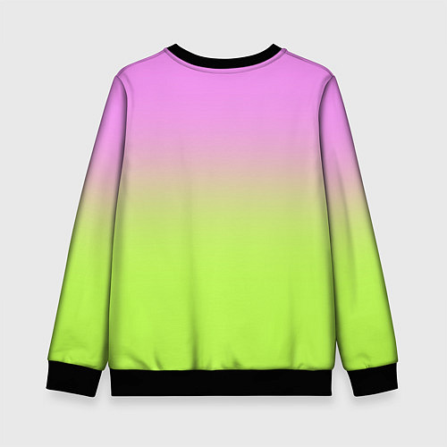 Детский свитшот Розовый и ярко-зеленый градиент / 3D-Черный – фото 2