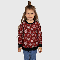 Свитшот детский Snowflakes on a red background, цвет: 3D-черный — фото 2