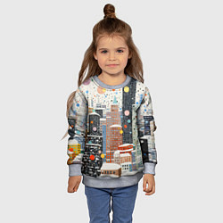 Свитшот детский Новогодний город, цвет: 3D-меланж — фото 2