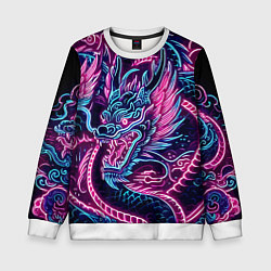 Свитшот детский Neon Japanese dragon - irezumi, цвет: 3D-белый