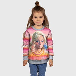 Свитшот детский Энид Синклер - арт и текстура розового свитера, цвет: 3D-меланж — фото 2