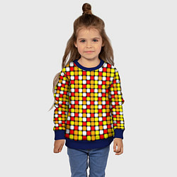 Свитшот детский Красные, жёлтые и белые квадраты, цвет: 3D-синий — фото 2
