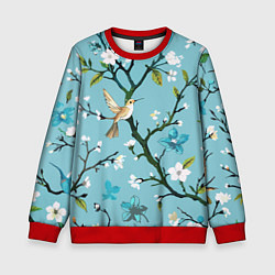 Детский свитшот Колибри ветка цветущего сада