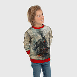 Свитшот детский Паровоз с красной звездой, цвет: 3D-красный — фото 2